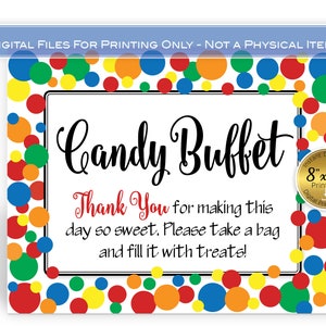 Candy Buffet 8x10 Sign | Primary Colors | Birthday | Blue Green Red Orange Yellow | Digital Printable | INSTANT DIGITAL DOWNLOAD