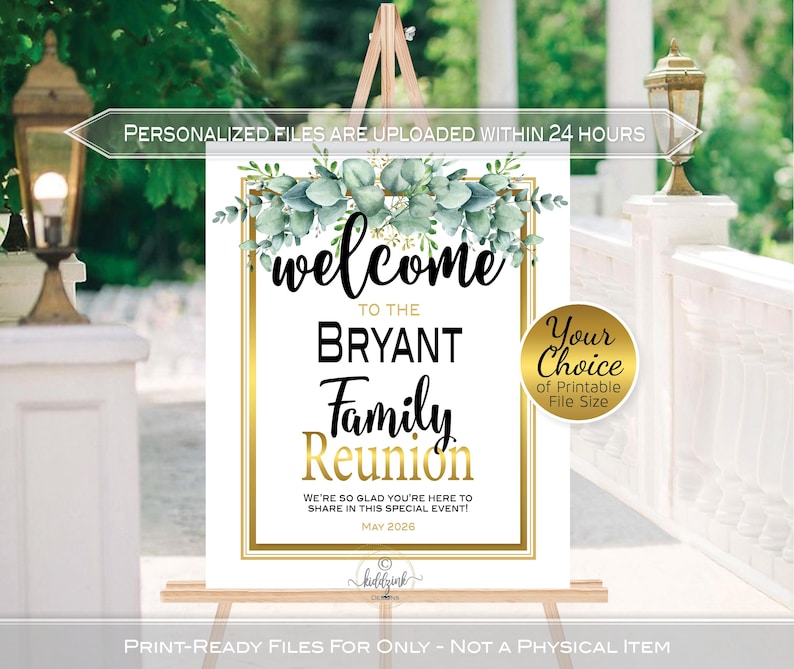 Personalized Family Reunion Welcome Sign | Eucalyptus Greenery With ...