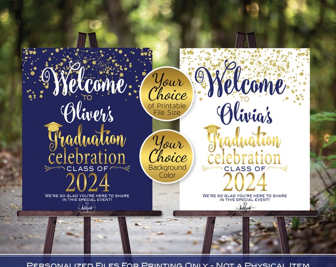 Class of 2023 Graduation Banner in Navy Blue and Gold. Graduation Party ...