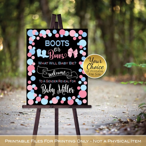 Editable Boots or Bows Gender Reveal Invitations Gender - Etsy