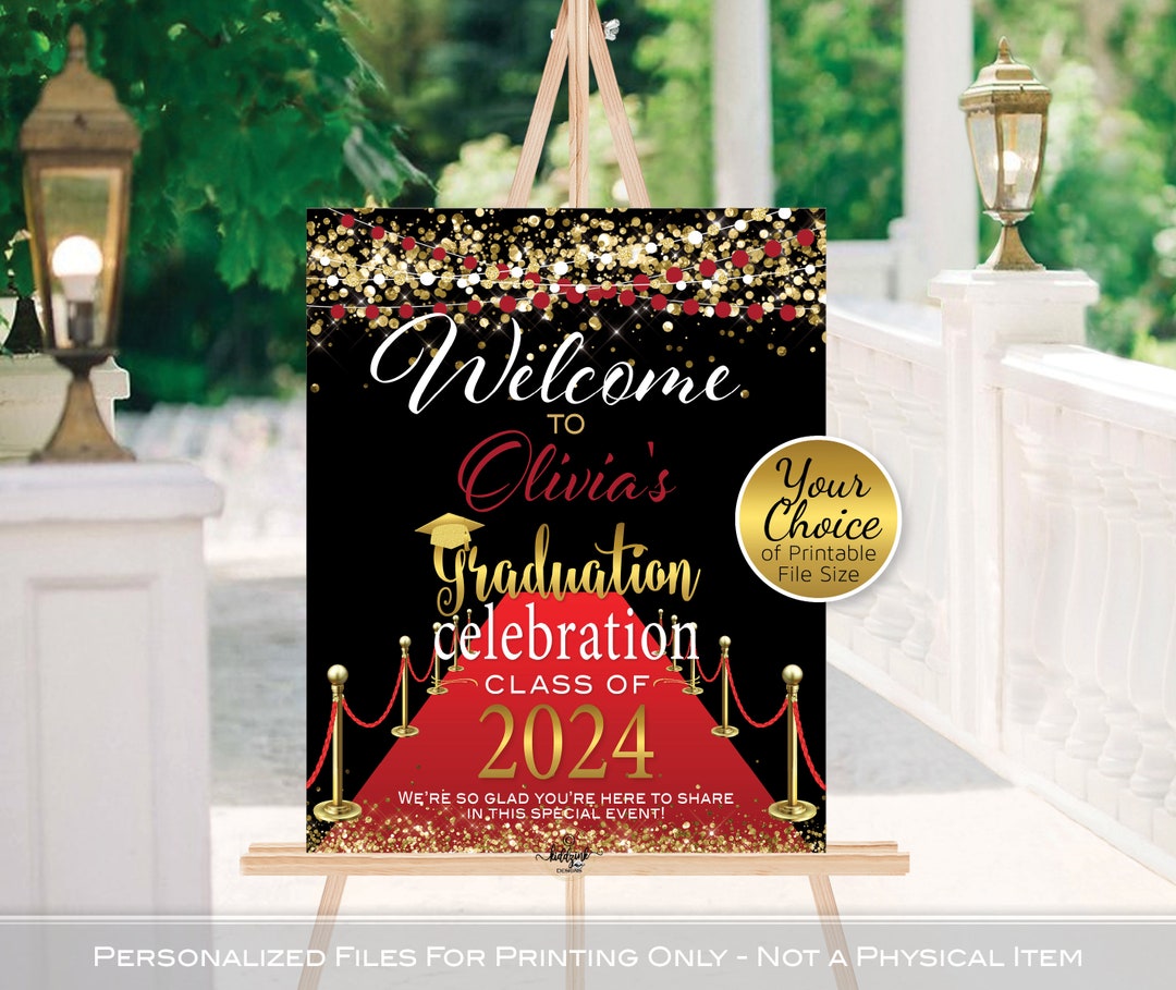 Red Carpet Graduation Party Personalized Welcome Sign Printable