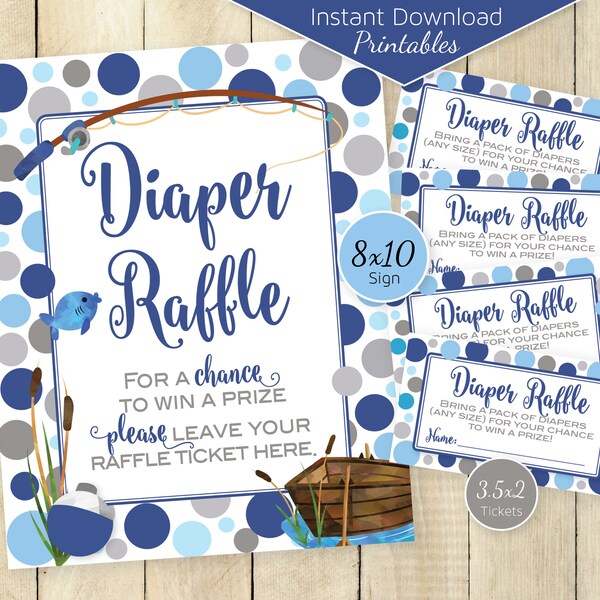 Fish Theme Raffle Box Fishing Theme Diaper Raffle - Etsy