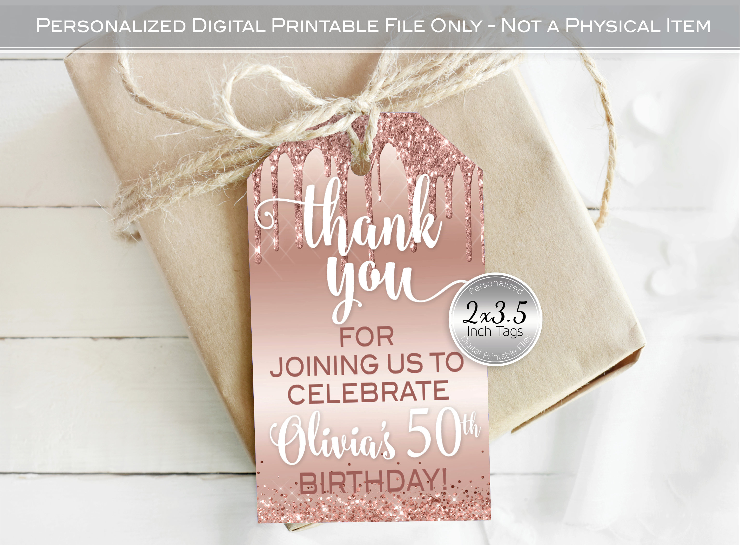 Thank You Favor Tags for Birthday Personalized