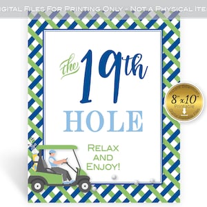 Golf Theme 19th Hole 8x10 Printable Table Sign | Navy Green Blue on White | Birthday | Baby Shower | Digital Printable | INSTANT DOWNLOAD