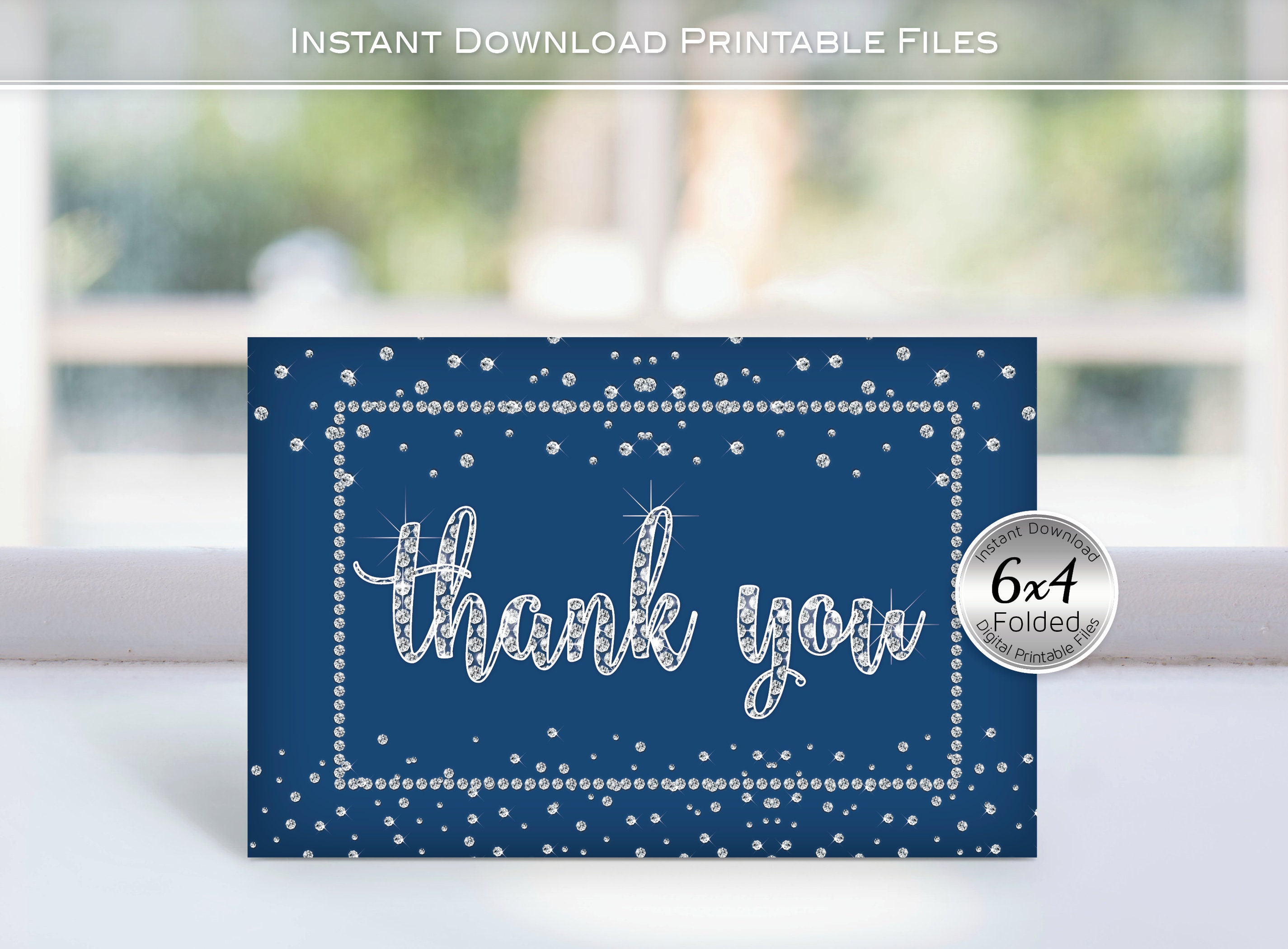 Thank You Note Cards | Printable Folding 4x6 | Denim and Diamonds