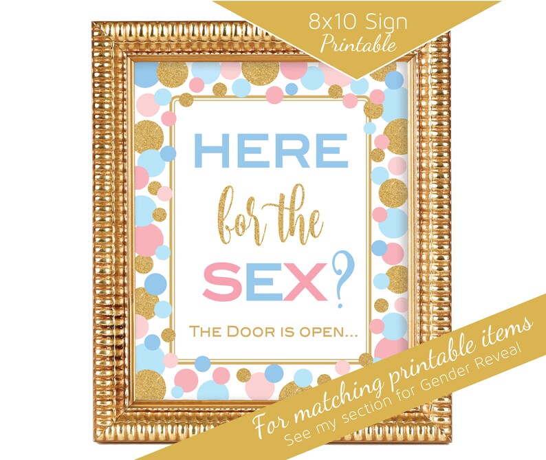 Gender Reveal Here For The Sex 8x10 Table Sign Printable Etsy