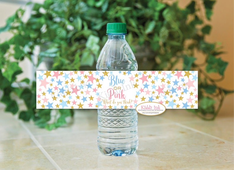 Gender Reveal Party Printable Water Bottle Labels 8.5 Etsy