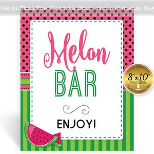 Melon Bar Table Sign | Watermelon Theme | 8x10 | Birthday | Gift Table Sign | Pinks and Greens | INSTANT DIGITAL DOWNLOAD