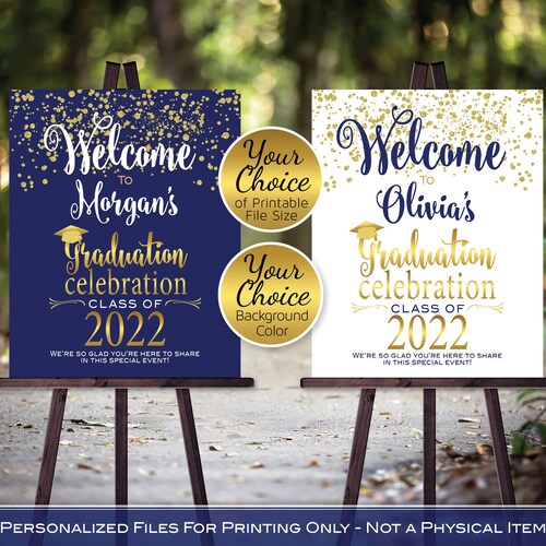 Graduation Celebration Party Welcome Sign Printable Gold - Etsy