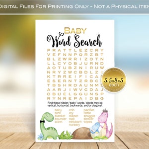 Word Search Baby Shower Game | Dinosaur Baby Shower | Hatching Baby Boy Dinosaur | Baby Shower Activity | DIGITAL INSTANT DOWNLOAD