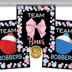 Team Bobbers or Team Bows Gender Reveal 8x10 Table Sign Printable | Baby Blues and Pinks on Black | INSTANT DIGITAL DOWNLOAD