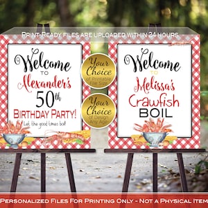 Crawfish Boil or Birthday Welcome Sign Printables | Red Gingham and Crayfish | Baby Shower | Personalized | PRINTABLE DIGITAL FILES