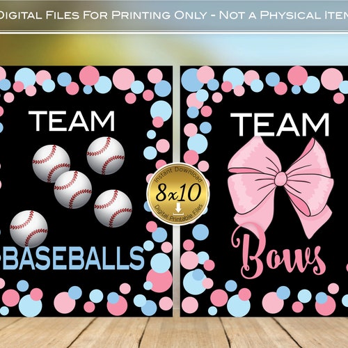 Baseballs or Bows Gender Reveal Invitation Digital Template Etsy