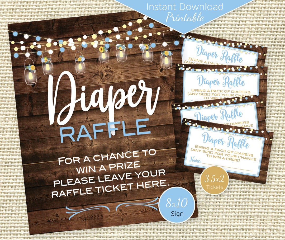 Rustic Raffle Sign Rustic Baby Shower Diaper Raffle Sign & Tickets: Faux Wood Lanterns ...