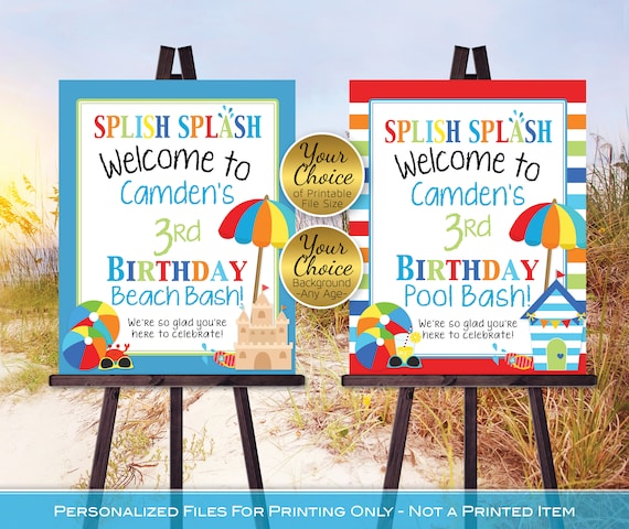Beach Bash Or Pool Bash Birthday Party Printable Welcome Sign Etsy 日本