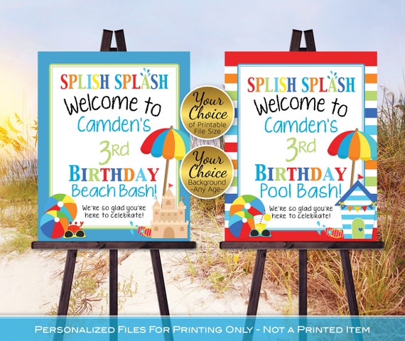 Beach Bash Or Pool Bash Birthday Party Printable Welcome Sign Etsy 日本