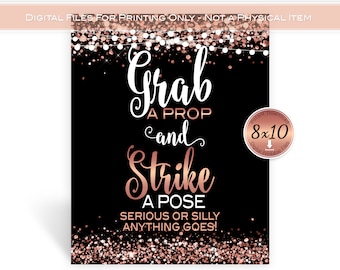 Photo Booth Prop Sign: Rose Gold Glitter Confetti (Digital Download)