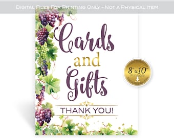 Vineyard Theme with Grapes Cards and Gifts 8x10" Printable Sign (Digital Download)