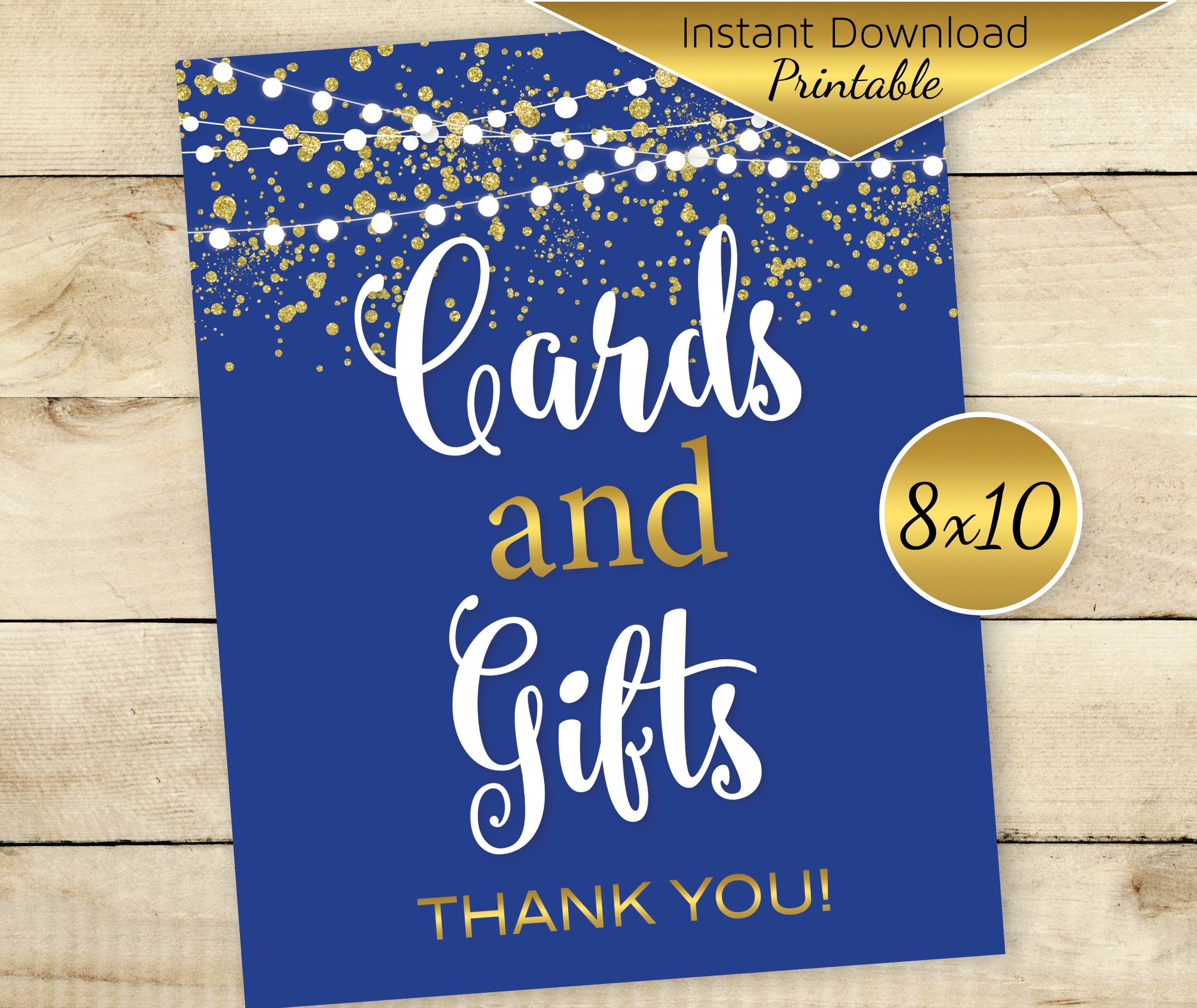 Cards and Gifts Table Sign Printable 8x10 Royal Blue with | Etsy
