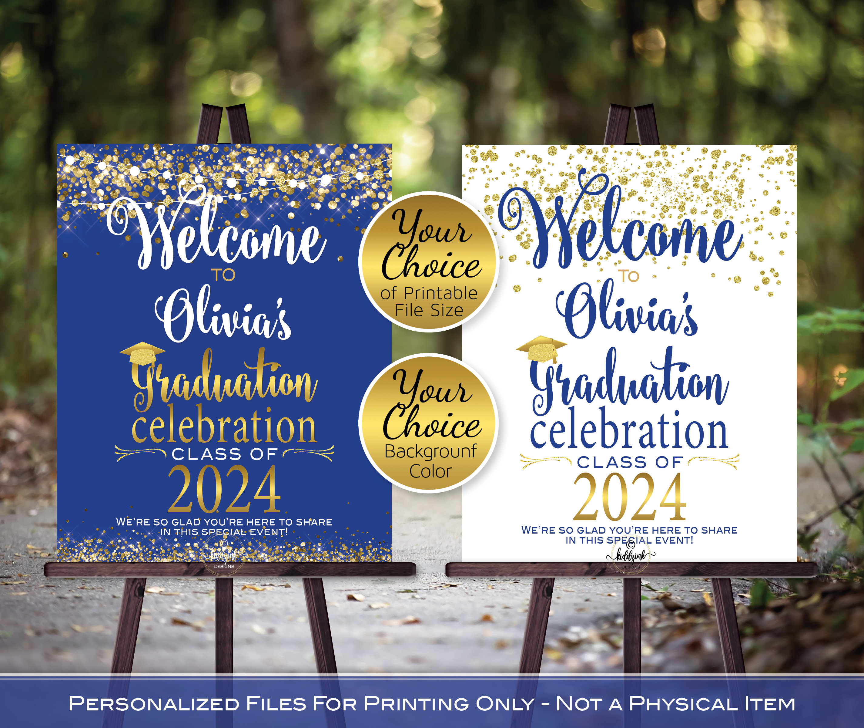 2024 Graduation Decorations Blue Royal Balloons Happy Party Supplies,Party Navy Blue Gold 2024 Foil Balloons, Paper Streamers Flowers Paper Fans