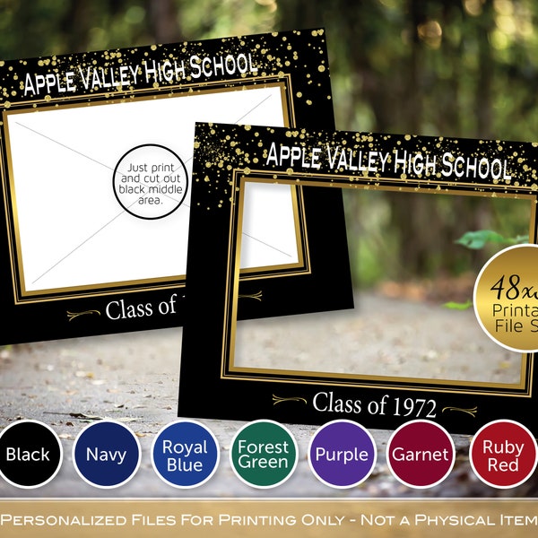 Class Reunion Selfie Photo Sign 48x36 Inch Printable | Any Class of Year | Gold Confetti on Black or Any Color | DIGITAL PRINTABLE FILES