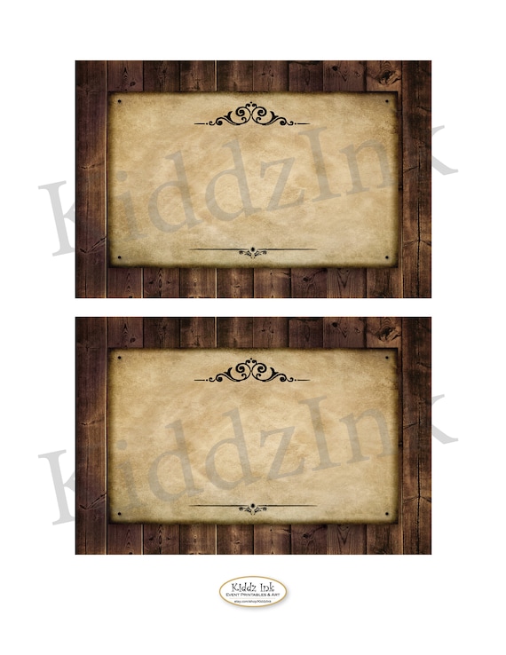 Note Cards 4x6 Flat Share Memory Cards Menu Card Western Theme Rustic Faux  Wood Birthday Printable INSTANT Digital DOWNLOAD 