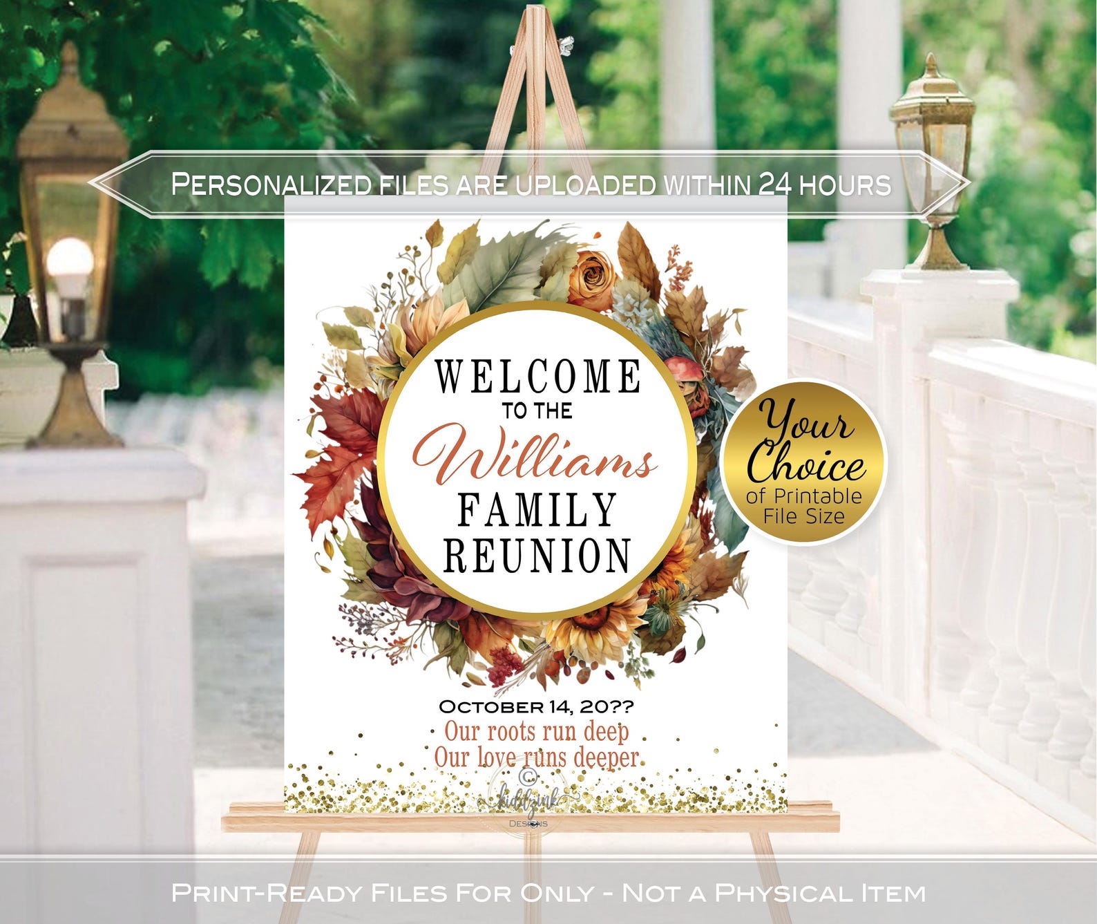 Personalized Family Reunion Welcome Sign: Fall Leaves and Flowers ...