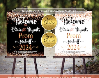 Prom Send-off Party Personalized Welcome Sign Printable | Orange Confetti on White or Black | Class of 2024 | DIGITAL PRINTABLE FILES