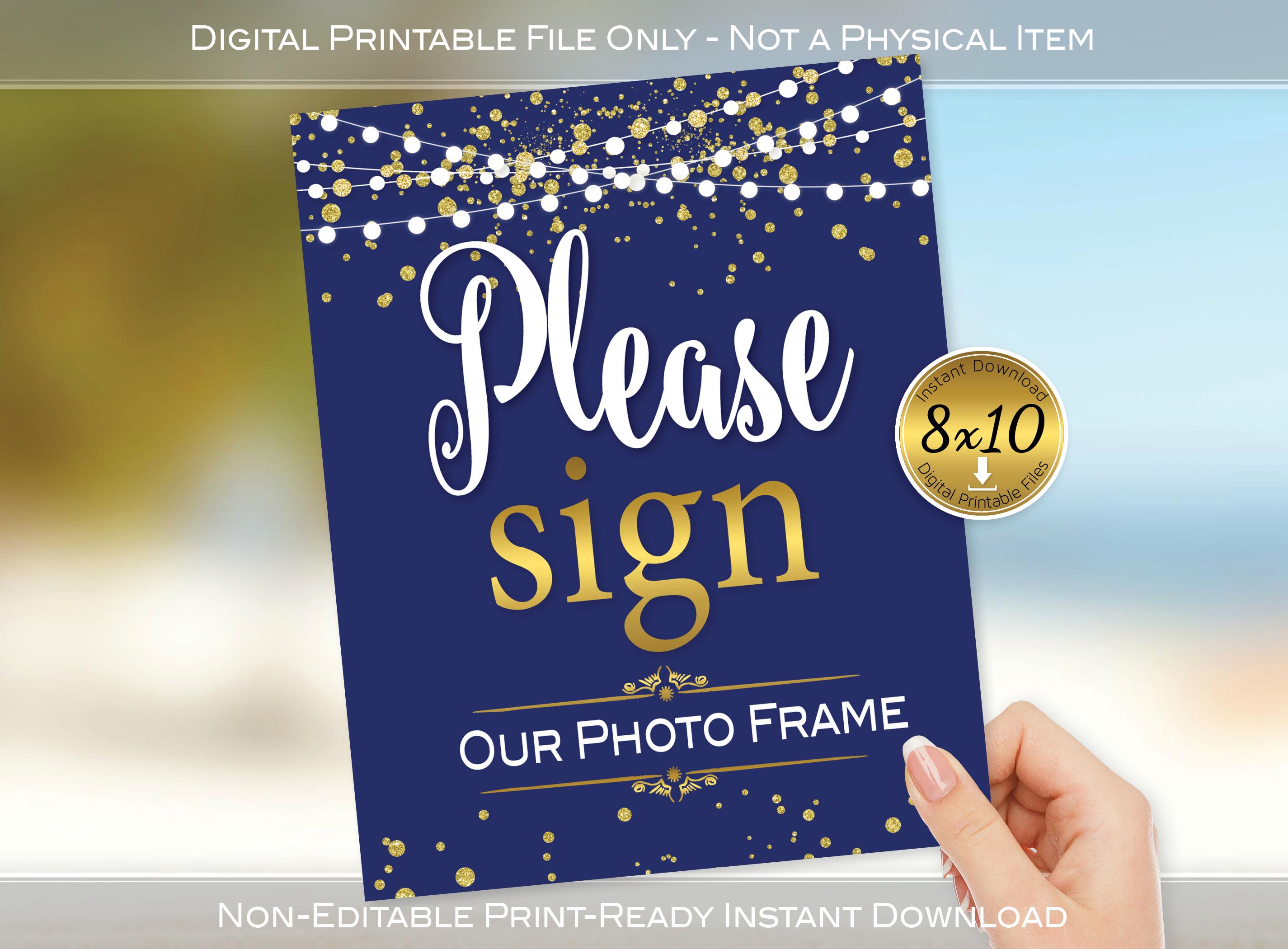 Simple Photo Sign Please Sign Our Photo Frame Sign 8x10 Printable for Birthday ...