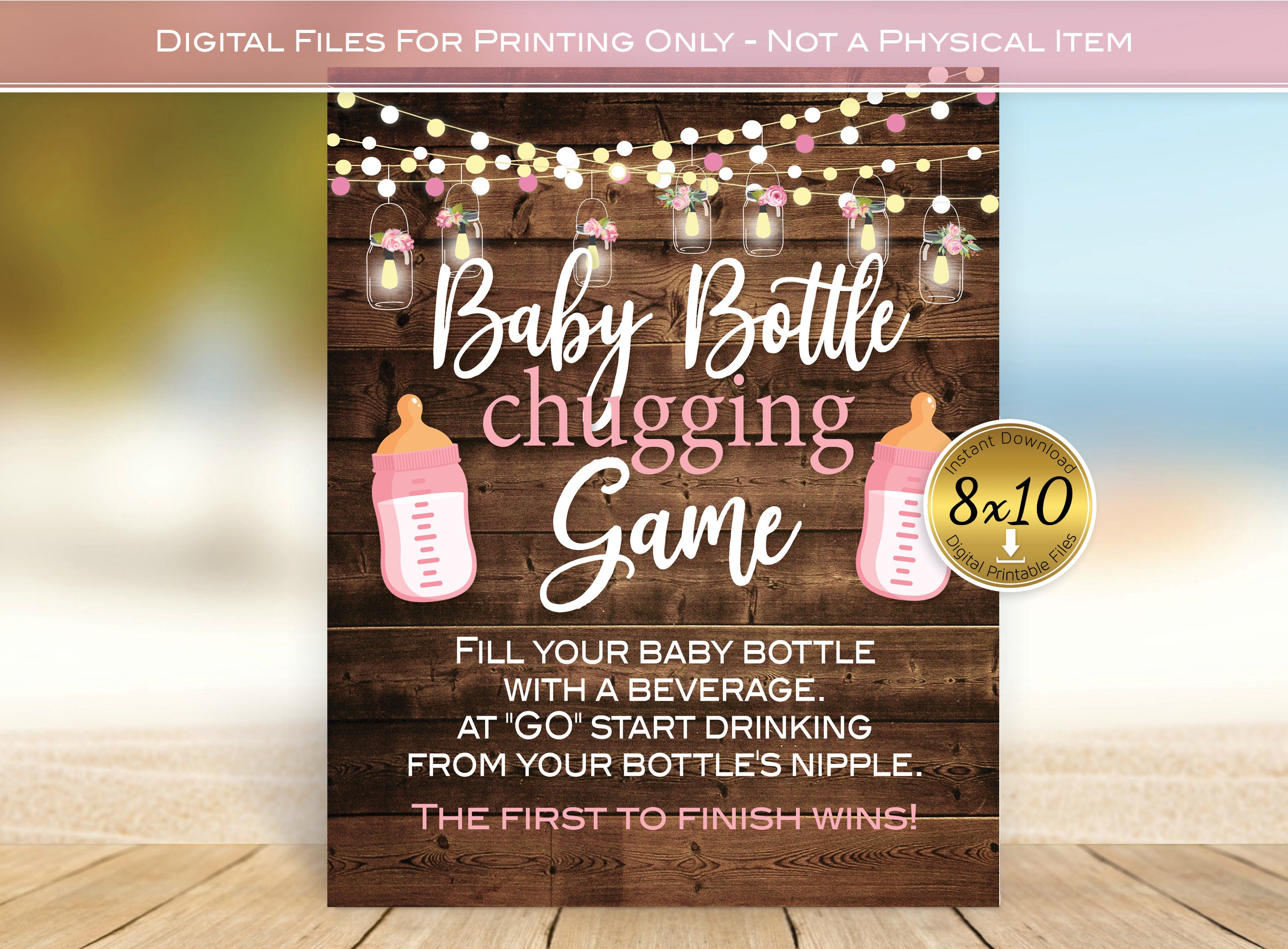 Baby Bottle Chugging Game 8x10 Sign for Baby Shower Garland - Etsy