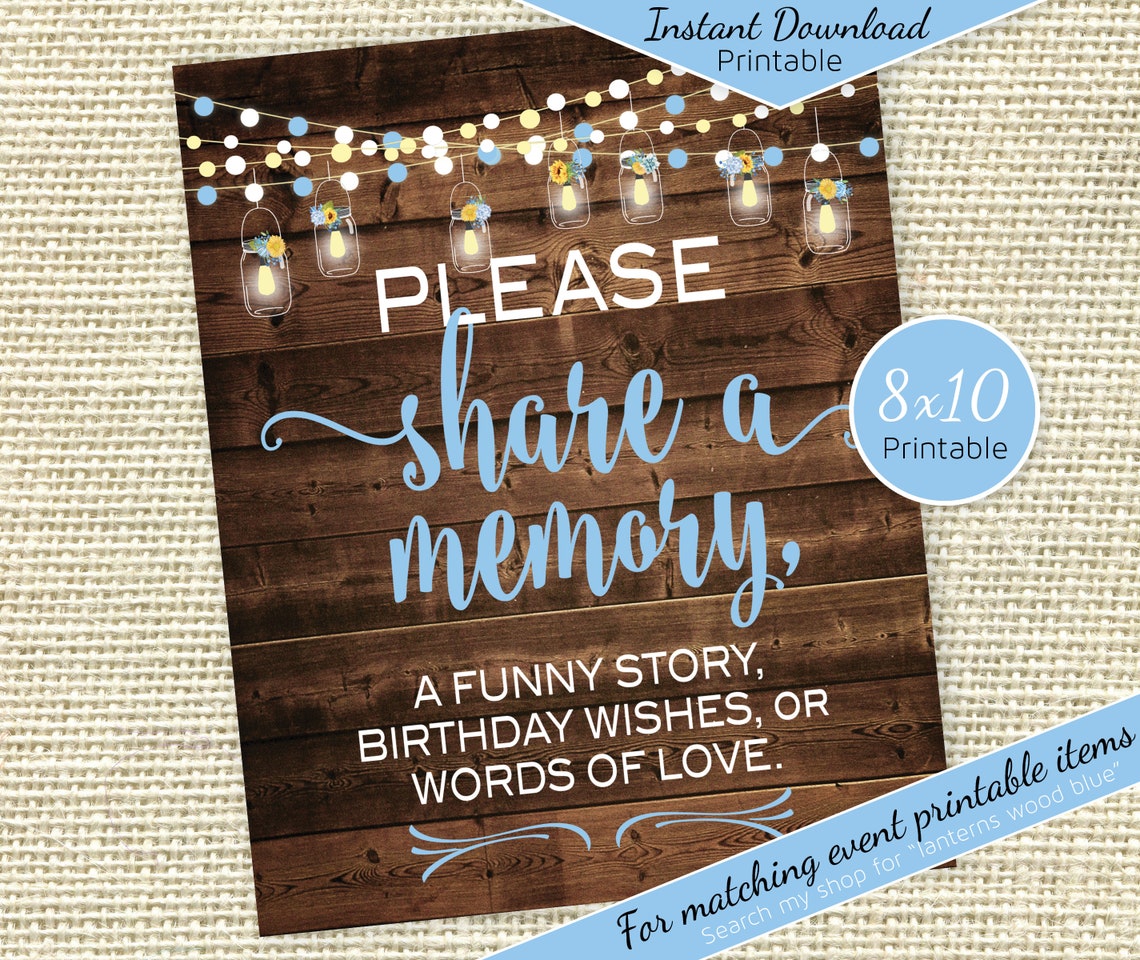 Share a Memory Table Sign 8x10 Printable Birthday Garland - Etsy