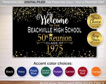 Class Reunion Welcome Backdrop Banner Print-Ready File | Class of | Personalized | Any Year | Gold Confetti | DIGITAL PRINTABLE FILES