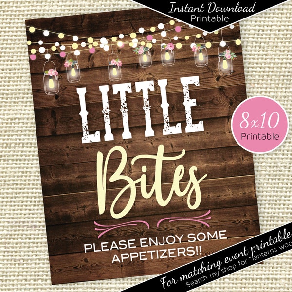 Appetizers 8x10 Sign | 8x10 | Garland Lights and Lanterns on Faux Wood | Girl's Pink Birthday | Baby Shower BBQ | Instant DIGITAL DOWNLOAD