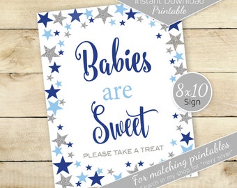 Babies are Sweet Twinkle 8x10 Treat Table Sign | Baby Shower | 1st Birthday | Blue Navy Silver Stars | Digital Printable INSTANT DOWNLOAD