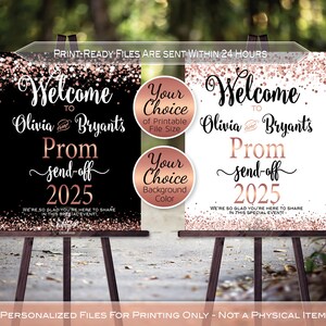 Prom Order Sign Personalized Prom Send-off Welcome Sign: Rose Gold Confetti (digital ...
