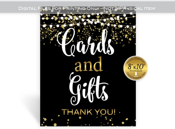 Cards and Gifts Table Sign Printable 8x10 Faux Gold - Etsy