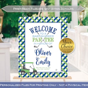 Golf Theme Baby Shower Welcome Sign Printable | Par-Tee | Green Blue Navy | Coed Golf Baby Shower | Personalized | DIGITAL PRINTABLE FILES