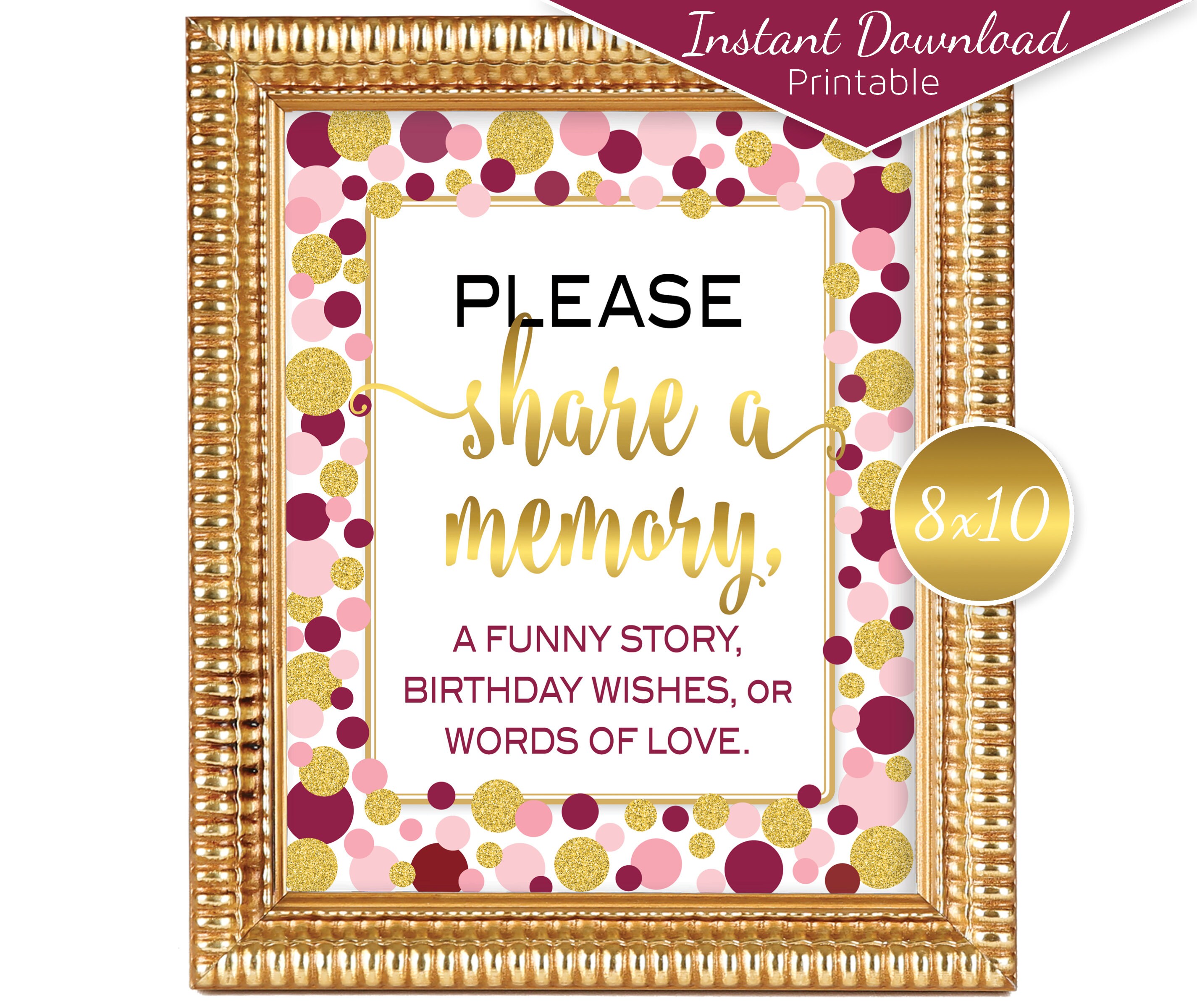 Share a Memory Table Sign 8x10 Printable Birthday Wishes - Etsy Singapore Share a Memory Table Sign 8x10 Printable Birthday Wishes - Etsy Singapore