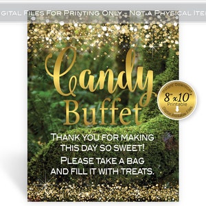 Candy Buffet 8x10 Printable Sign | Enchanted Forest | Faux Gold | Thank You | Birthday | Graduation | Prom | Digital INSTANT DOWNLOAD