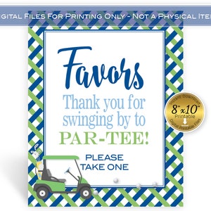 Golf Theme Favors 8x10 Printable Table Sign | Navy Green Blue | Thank You | Golf Cart | Par-tee | Digital Printable | INSTANT DOWNLOAD