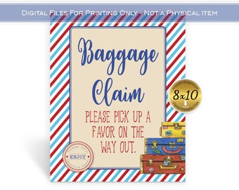 Adventure Awaits Baggage Claim Sign: Travel Theme Baby Shower (Digital Download)