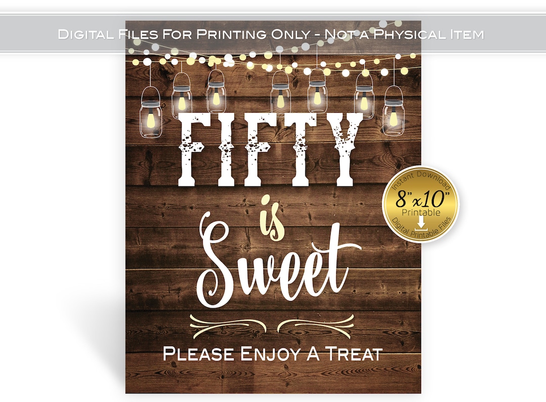 50th Birthday Treats Sign: Rustic Wood Lanterns (digital Download) - Etsy