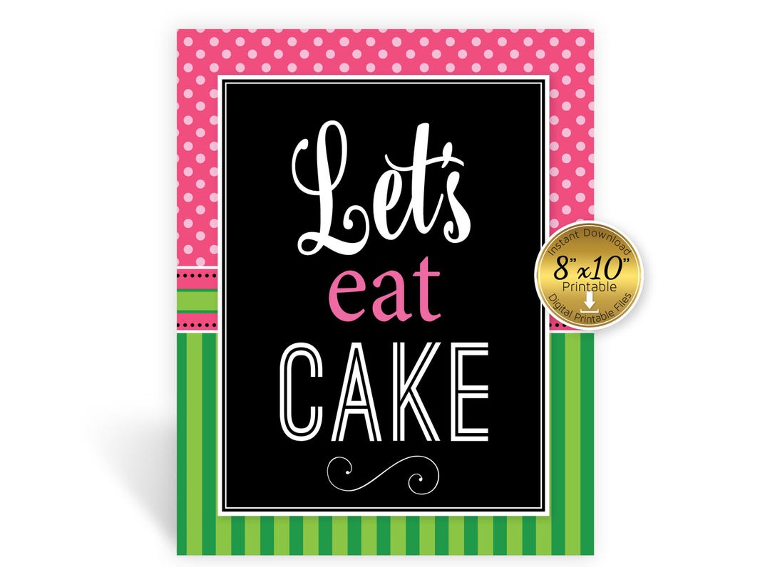 Watermelon Birthday Cake Table Sign: Pink & Green Decor (digital ...