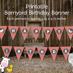 Happy Birthday Printable Pennant Banner | Barnyard Theme With Farm ...