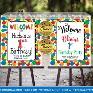 Birthday Party Welcome Sign | Printable | Primary Colors | Red Blue Orange Yellow Green | Any Age | Personalized | PRINTABLE DIGITAL File