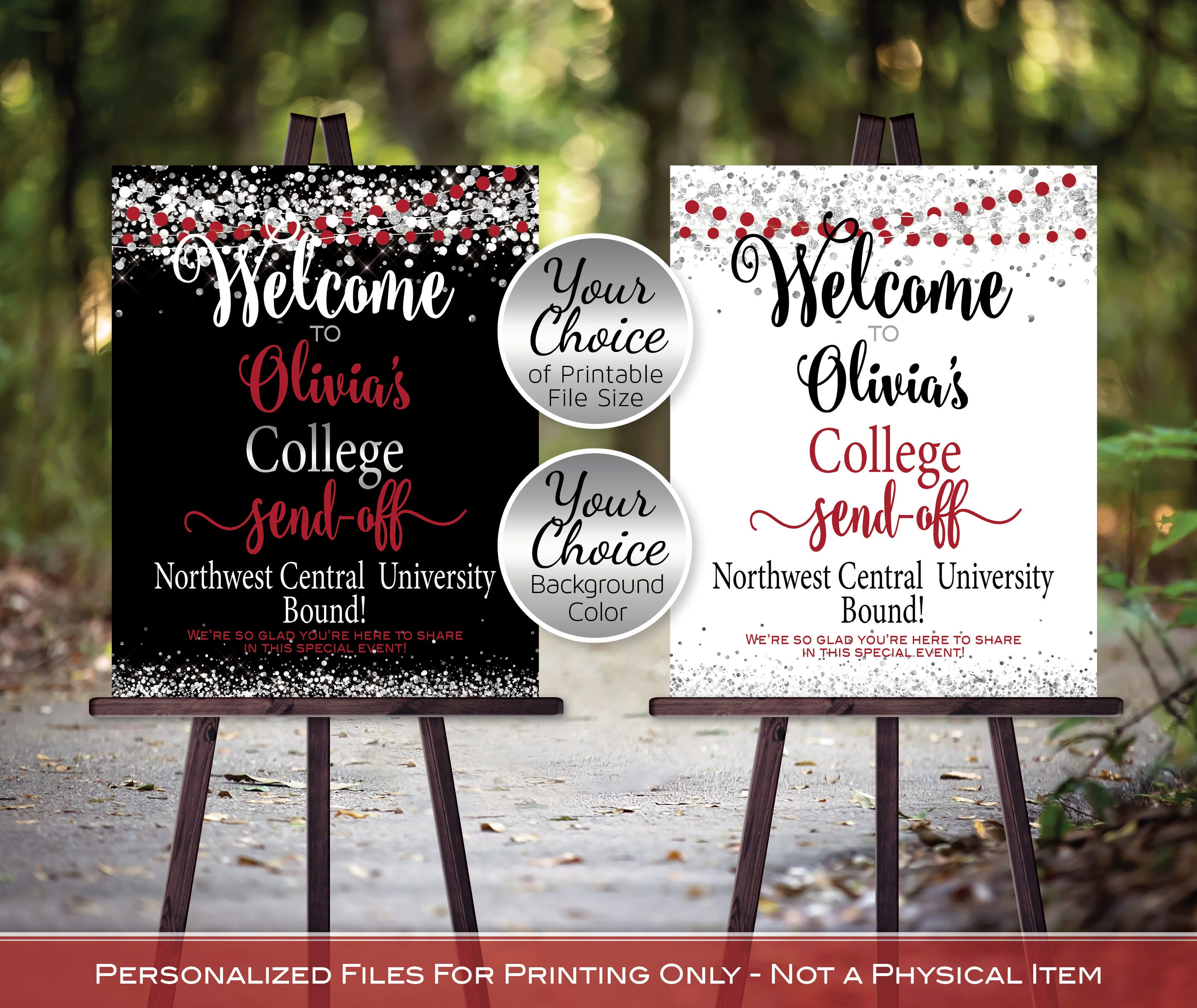 College Send off Party Personalized Welcome Sign Printable | Red Black ...