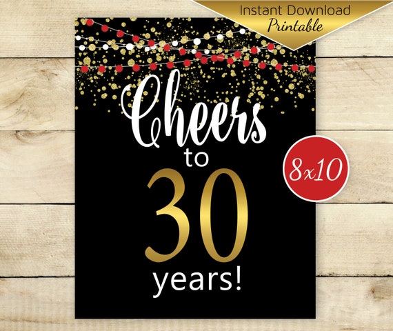 Cheers To 30 Years 30th Birthday Or 30th Anniversary Decor Etsy