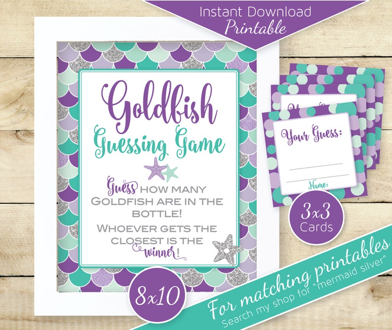 Goldfish Guessing Game Baby Shower Printables Mermaid Theme - Etsy