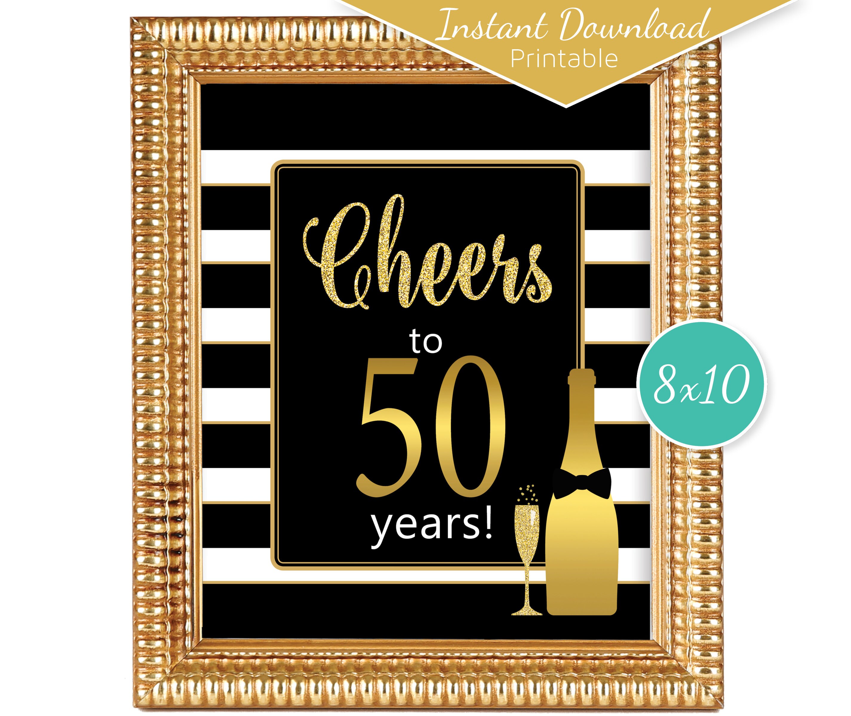 Cheers to 50 Years Printable 8x10 Printable 50th Birthday - Etsy UK