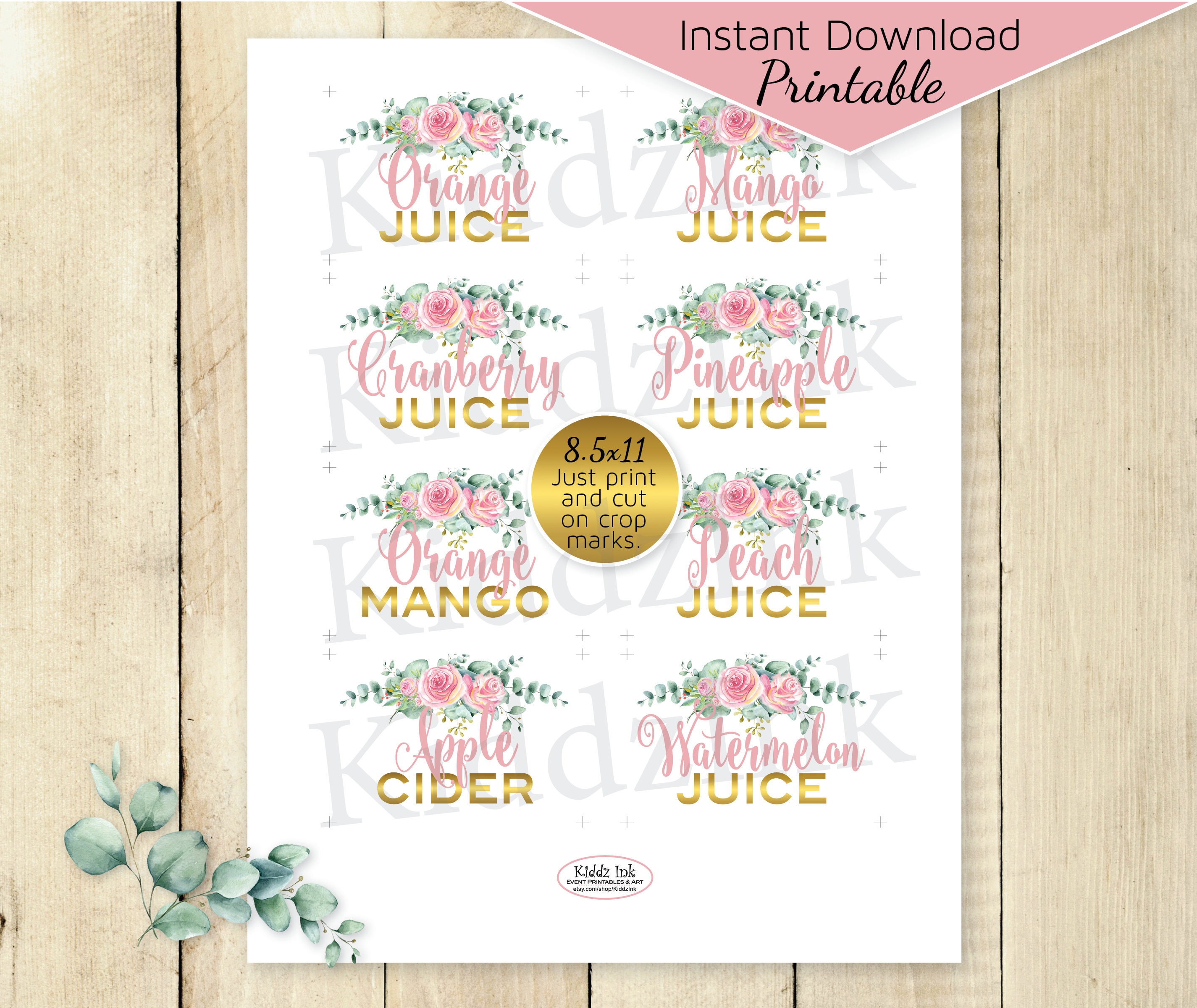 Momosa Bar 8x10 Table Sign Printable Pink Blush Gold - Etsy